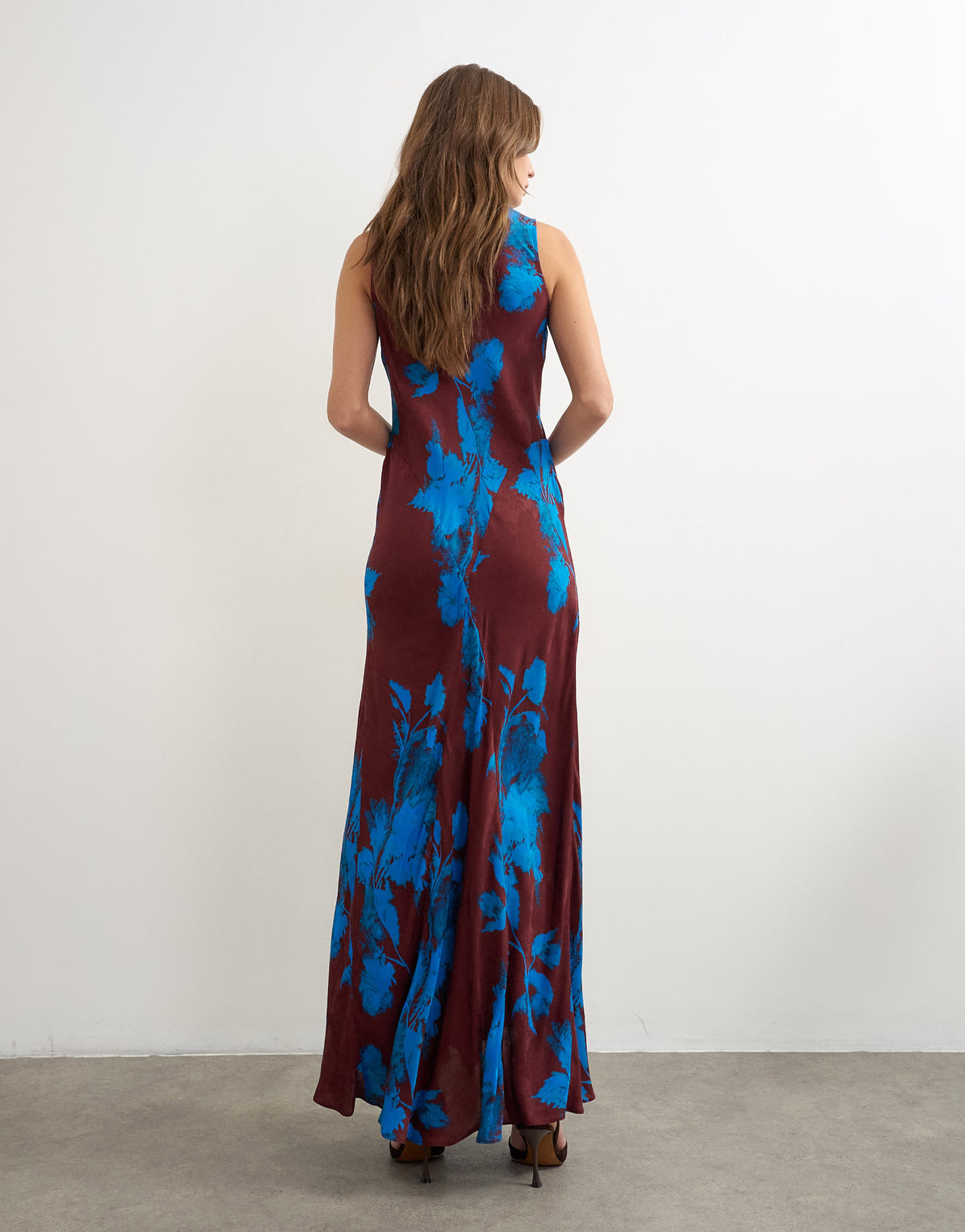 Topshop racer neck midi dress in dark based floral jacquard