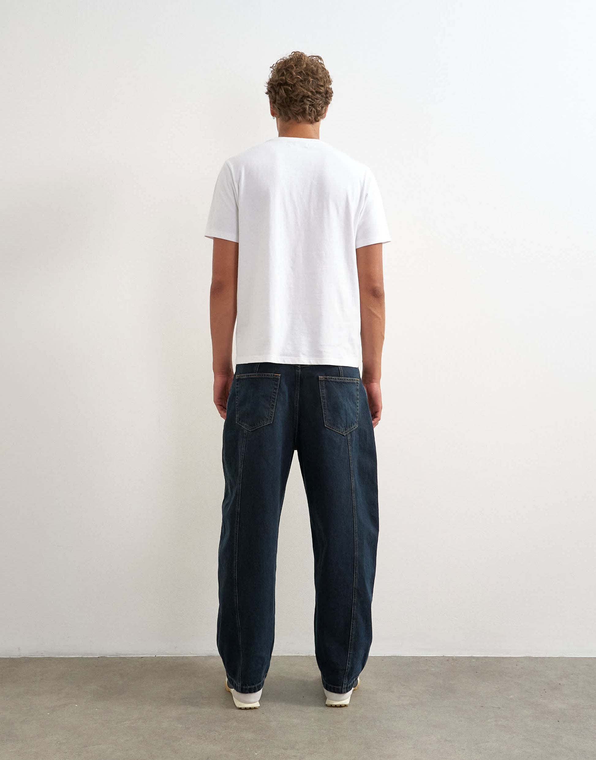Topman rigid barrel fit panelled jean in clean dark wash