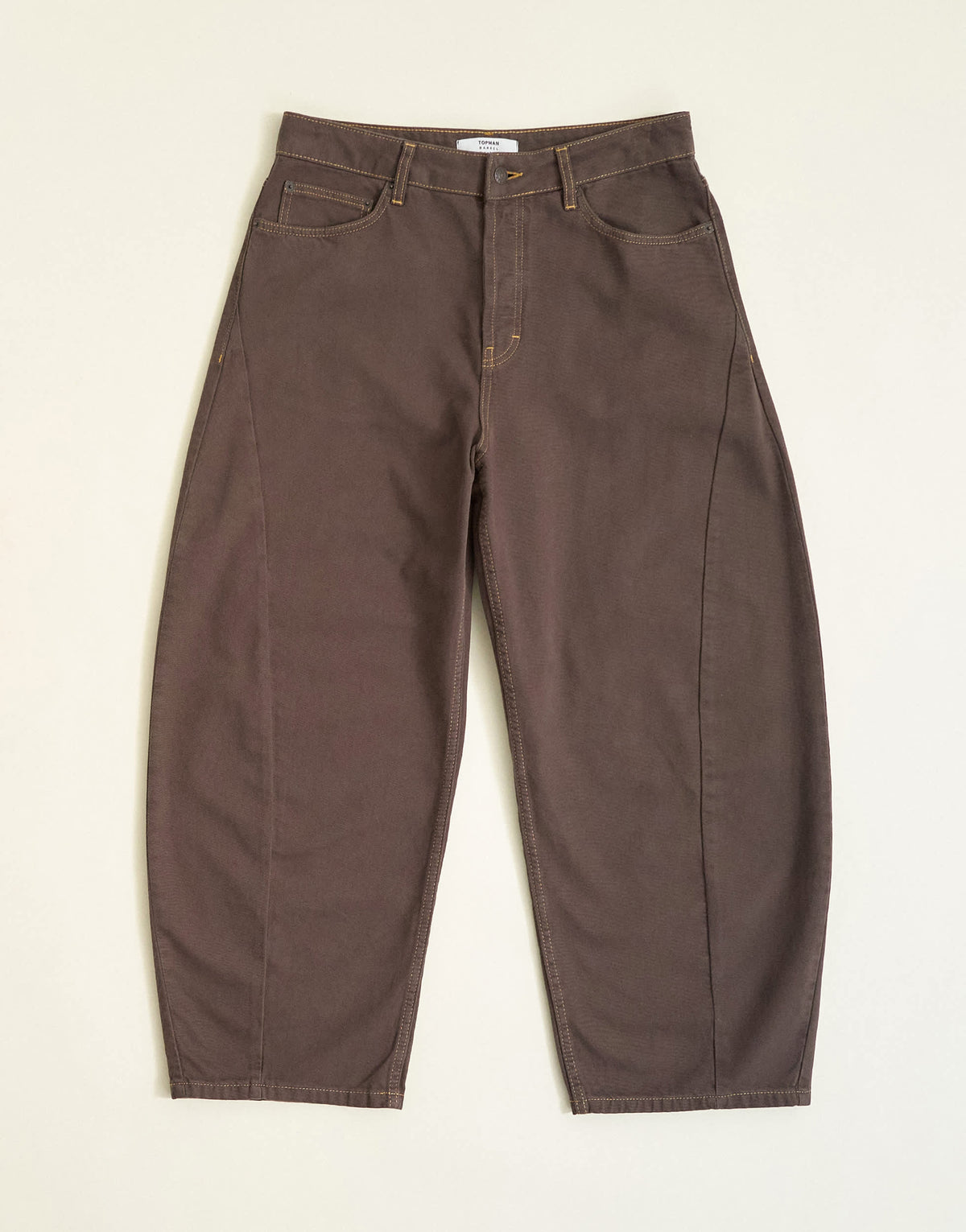 Topman rigid barrel fit jean in clean brown