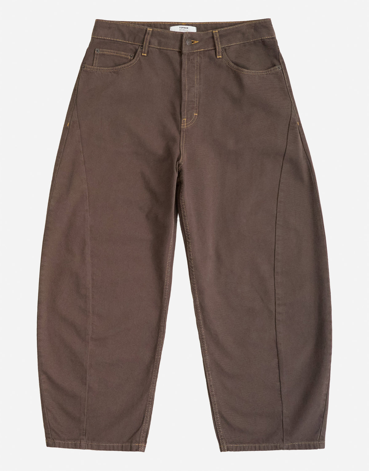 Topman rigid barrel fit jean in clean brown