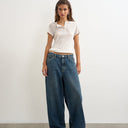 Topshop Dillan Baggy Dad low rise jean in dirty blue