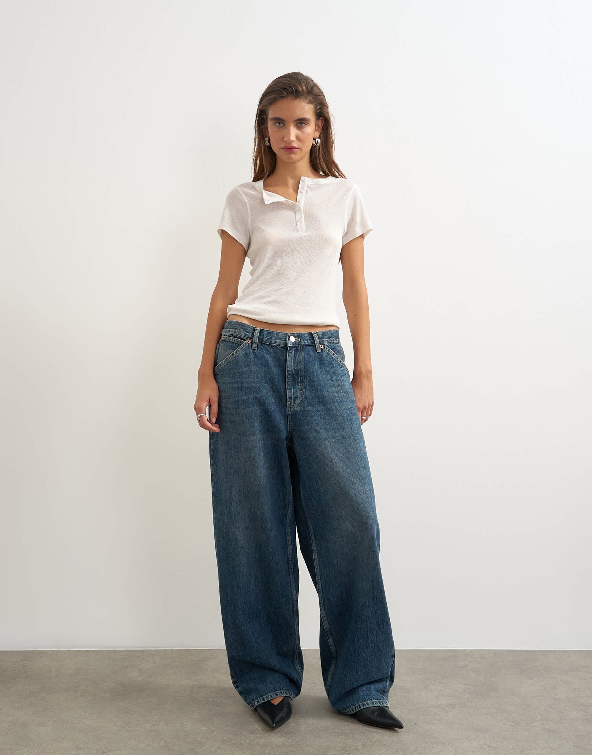 Topshop Dillan Baggy Dad low rise jean in dirty blue