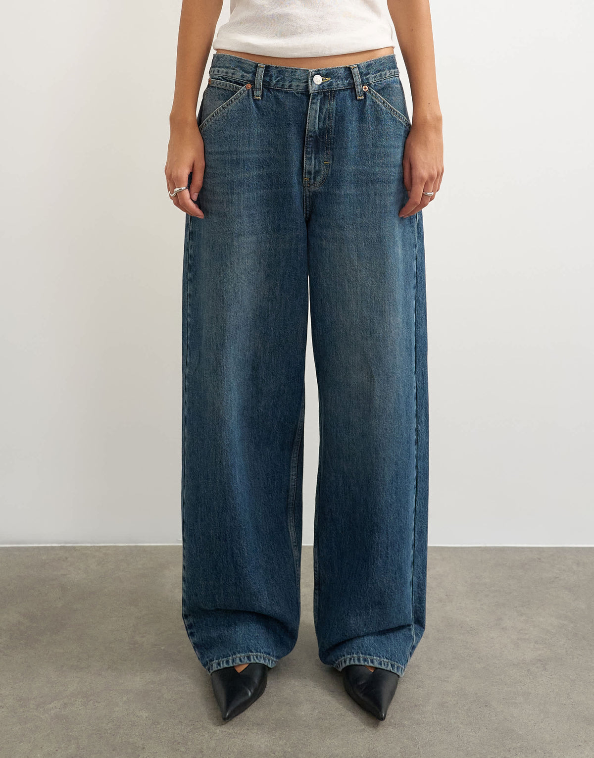 Topshop Dillan baggy low rise jean in dirty blue
