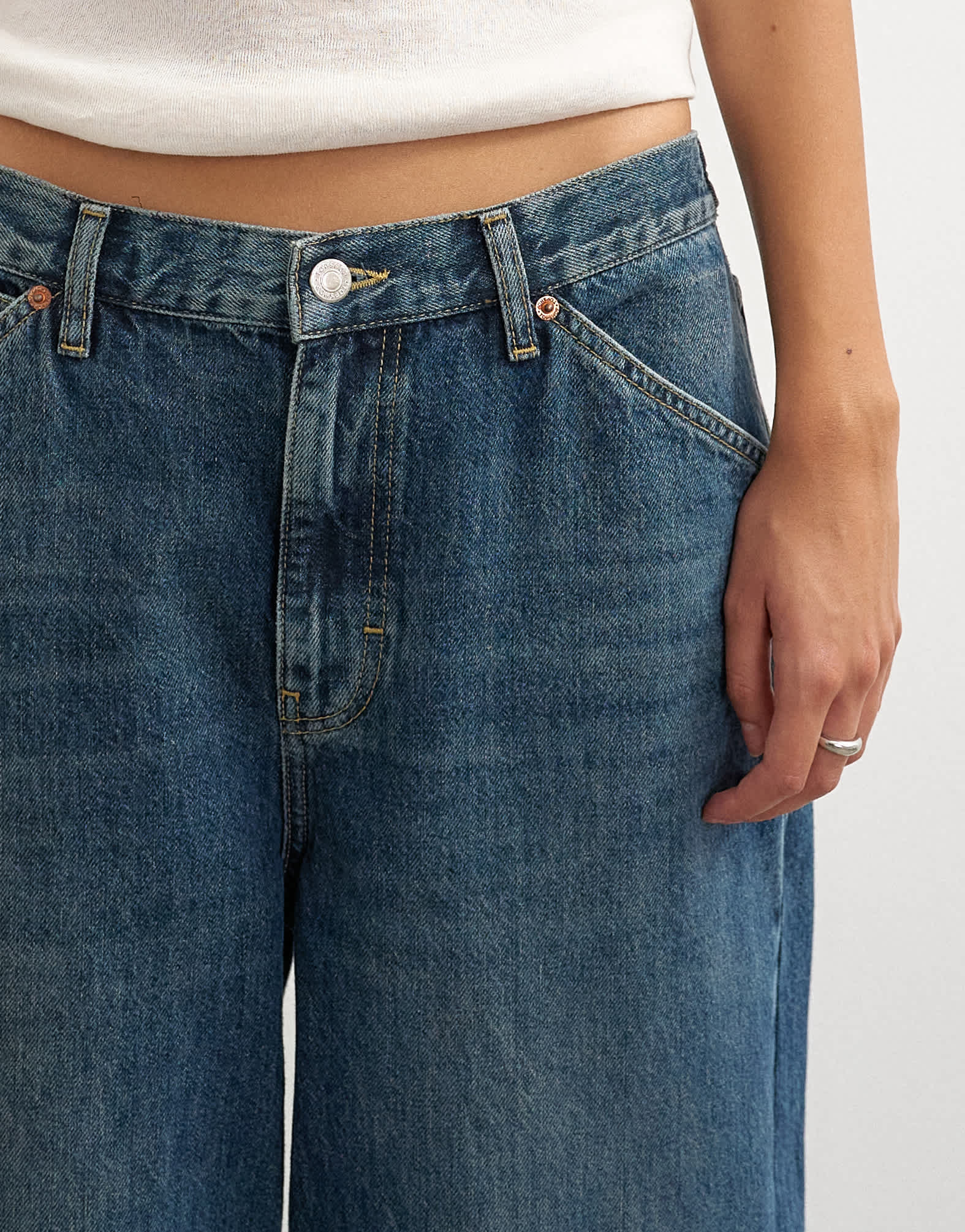 Topshop Dillan baggy low rise jean in dirty blue