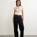 Topshop Dillan baggy dad low rise jean in clean black