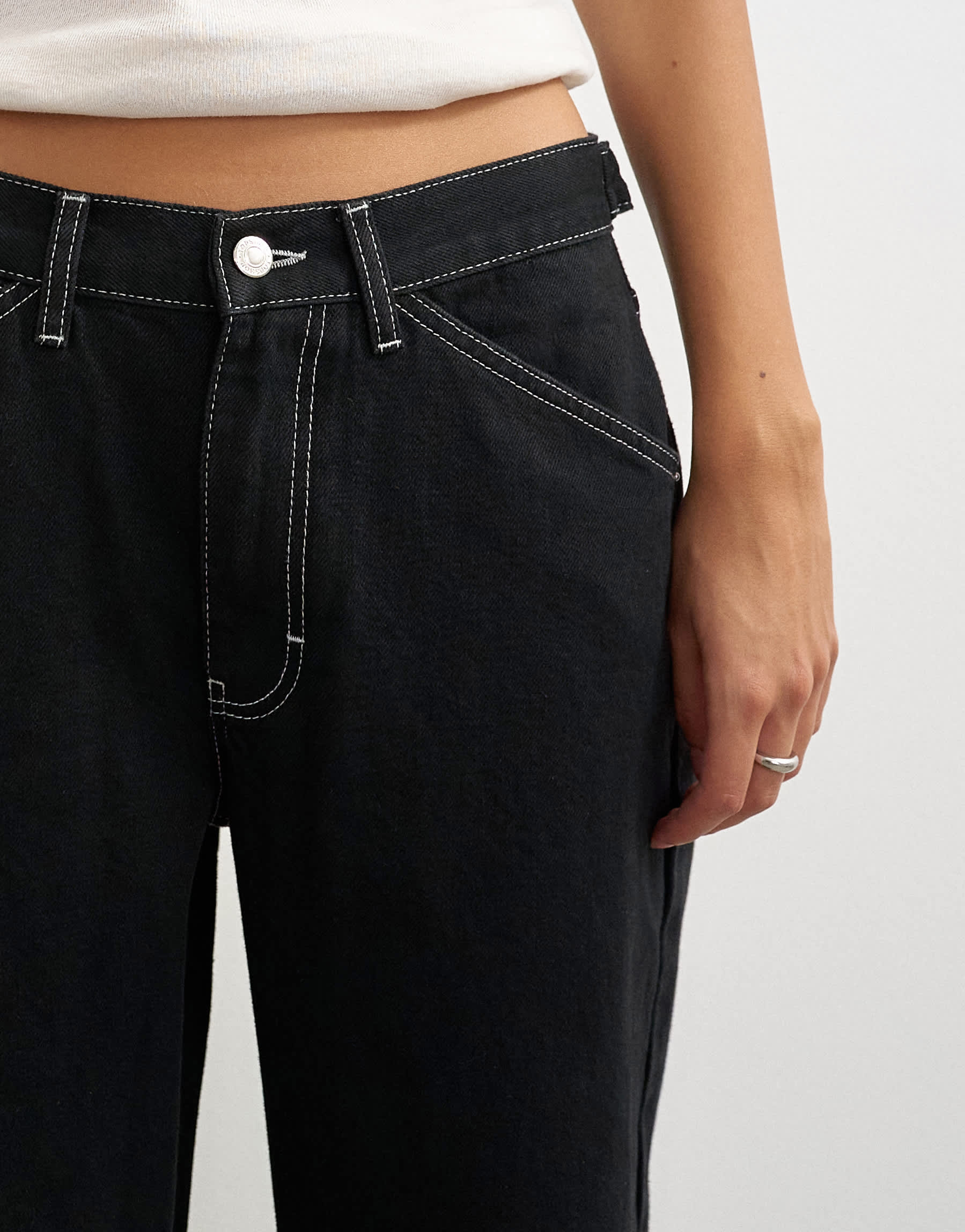 Topshop Dillan baggy dad low rise jean in clean black