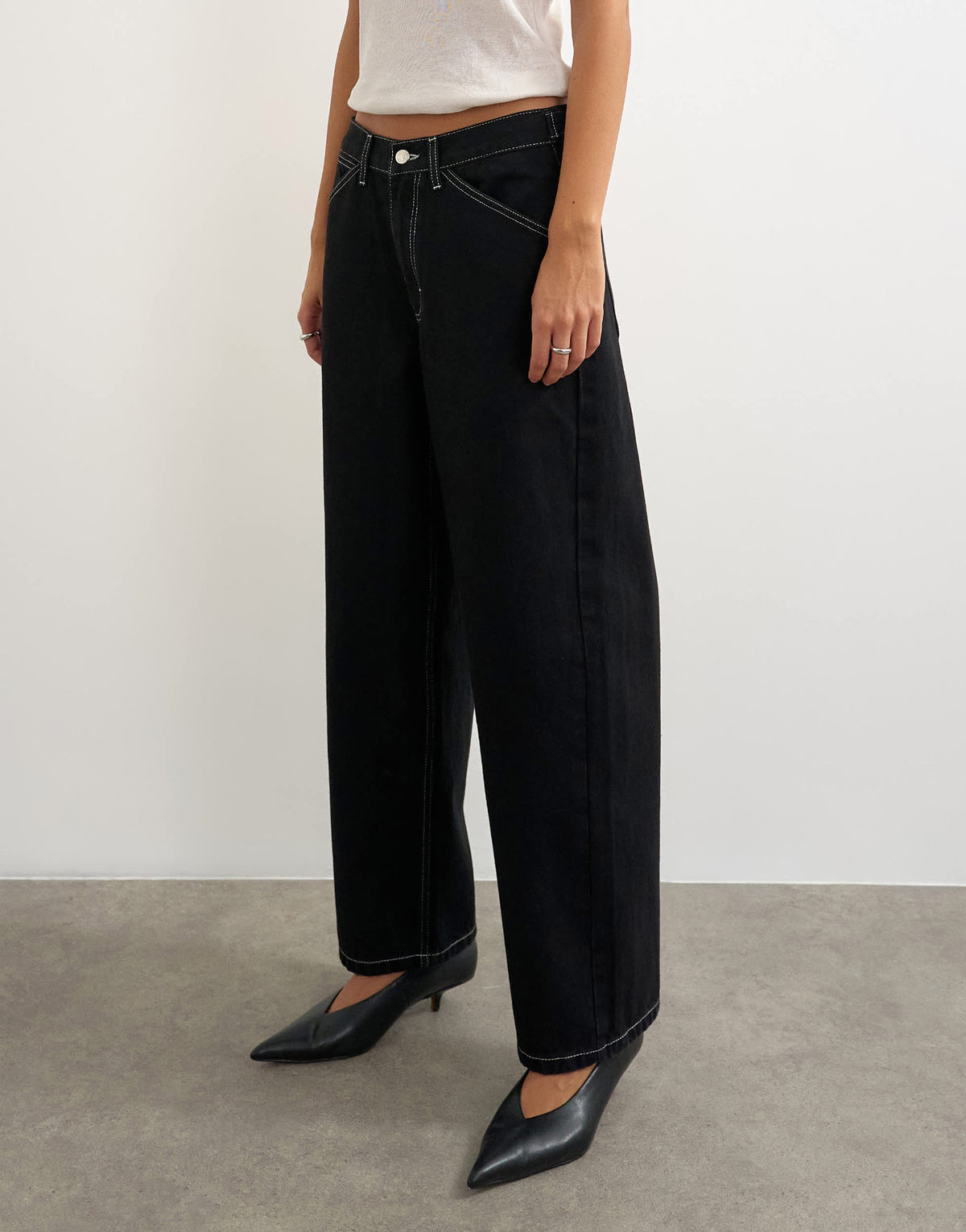 Topshop Dillan baggy low rise jean in clean black