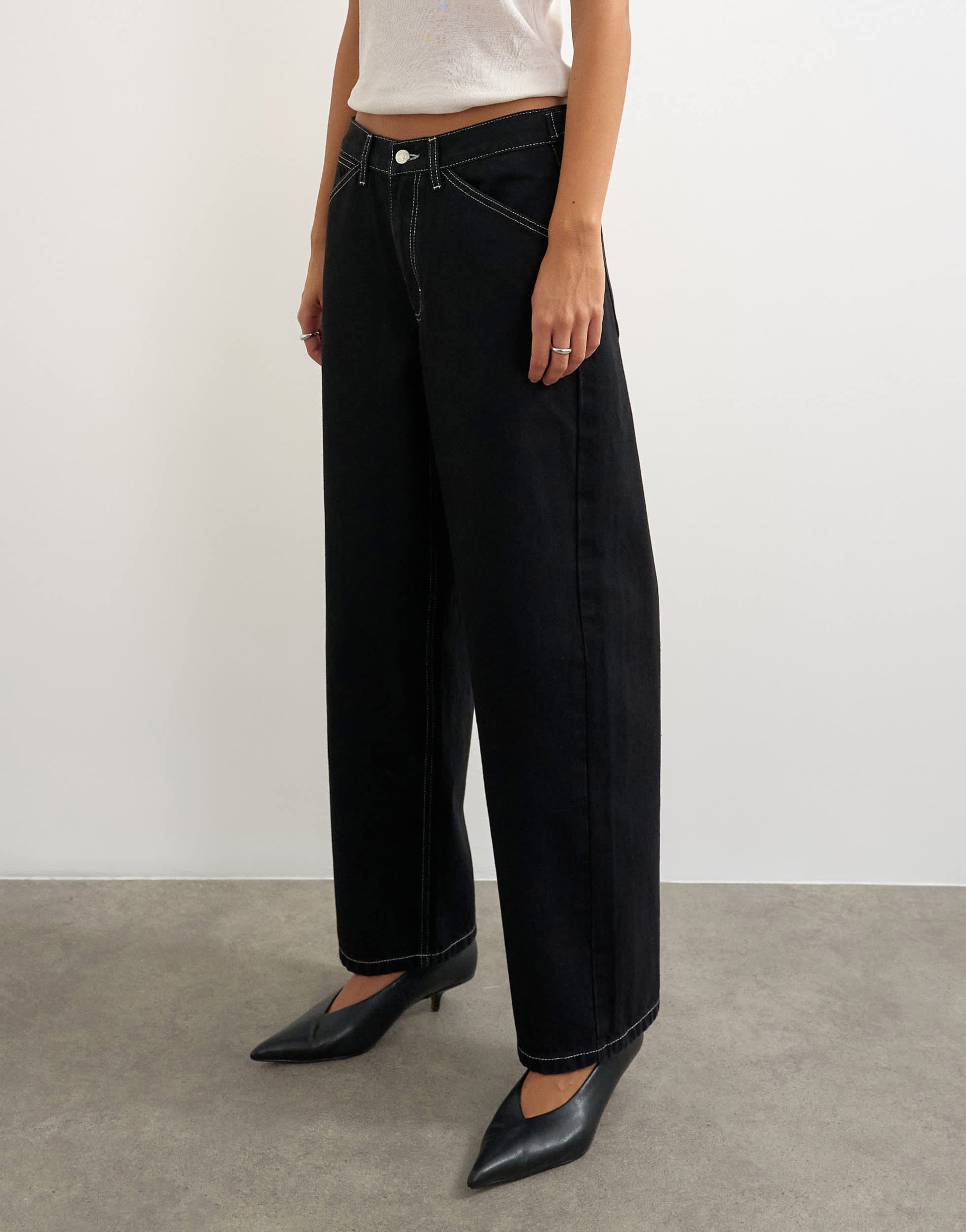 Topshop Dillan baggy dad low rise jean in clean black