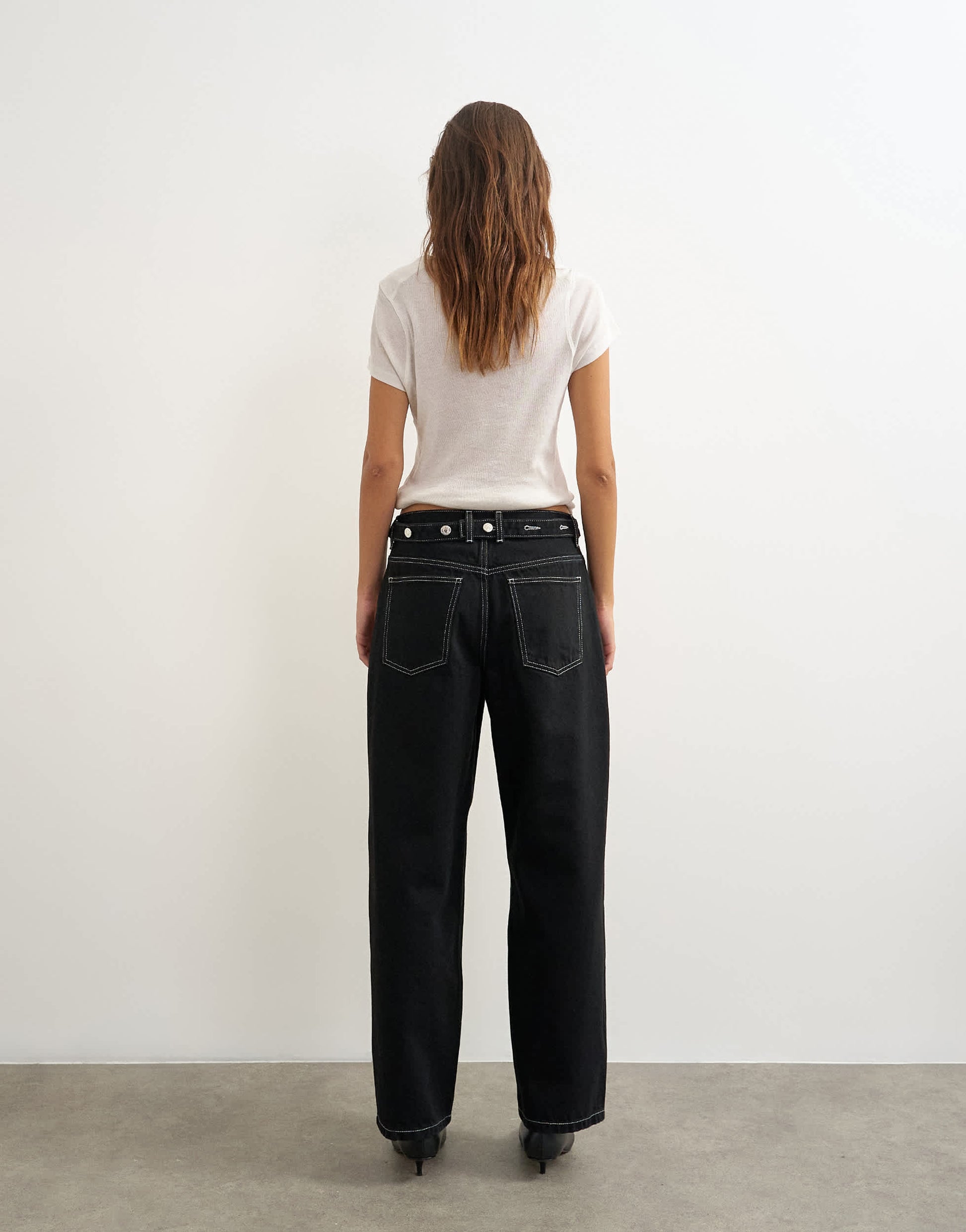 Topshop Dillan baggy dad low rise jean in clean black