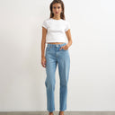Topshop Orson comfort stretch straight leg ankle grazer jean in bleach