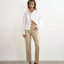 Topshop Orson comfort stretch straight leg ankle grazer jean in winter oat