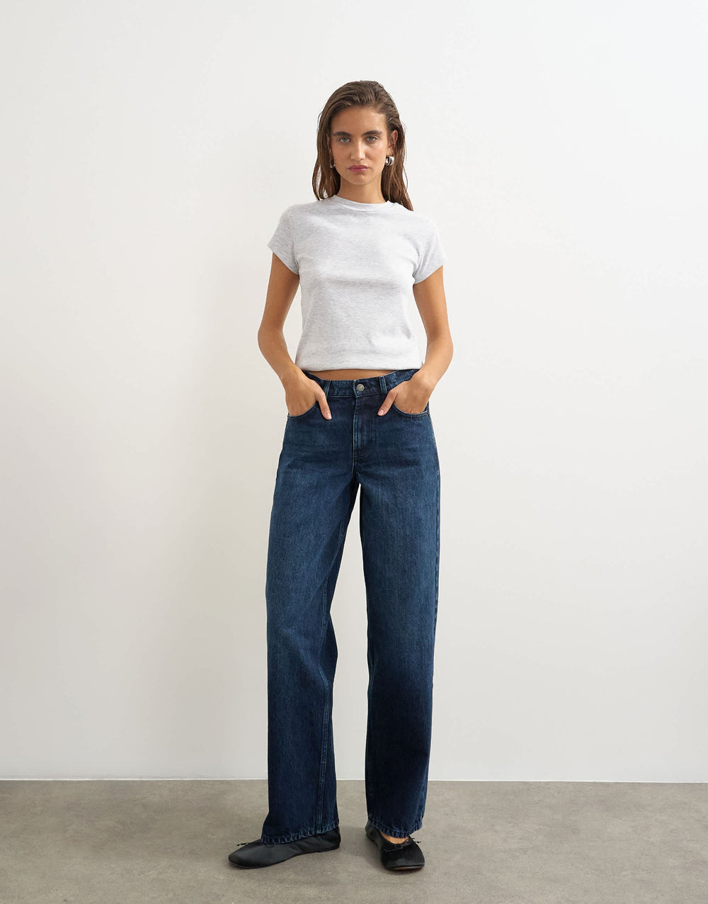 Topshop Cinch low rise relaxed jean in blue black