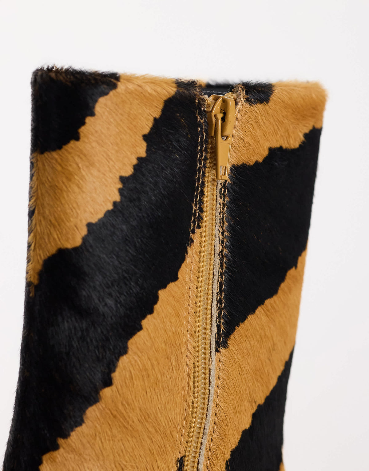 Topshop Kiki cone heel ankle boot in zebra hair on real leather
