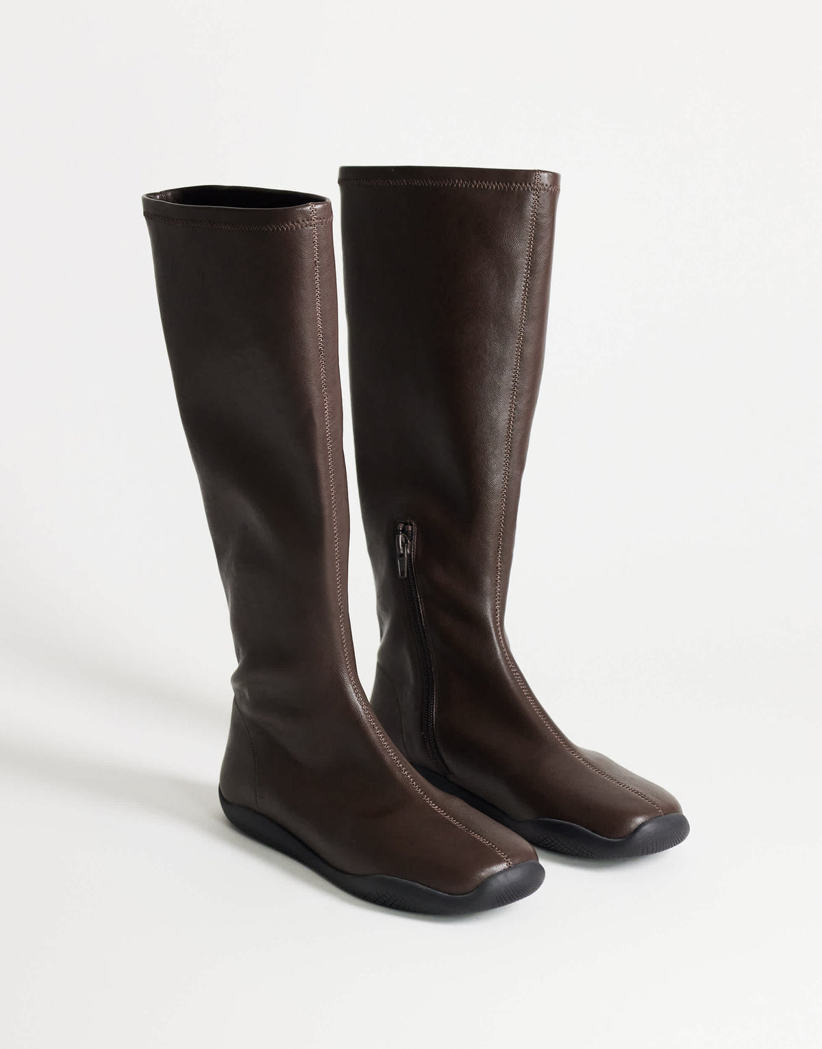 Topshop Luca sporty knee high boot in chocolate
