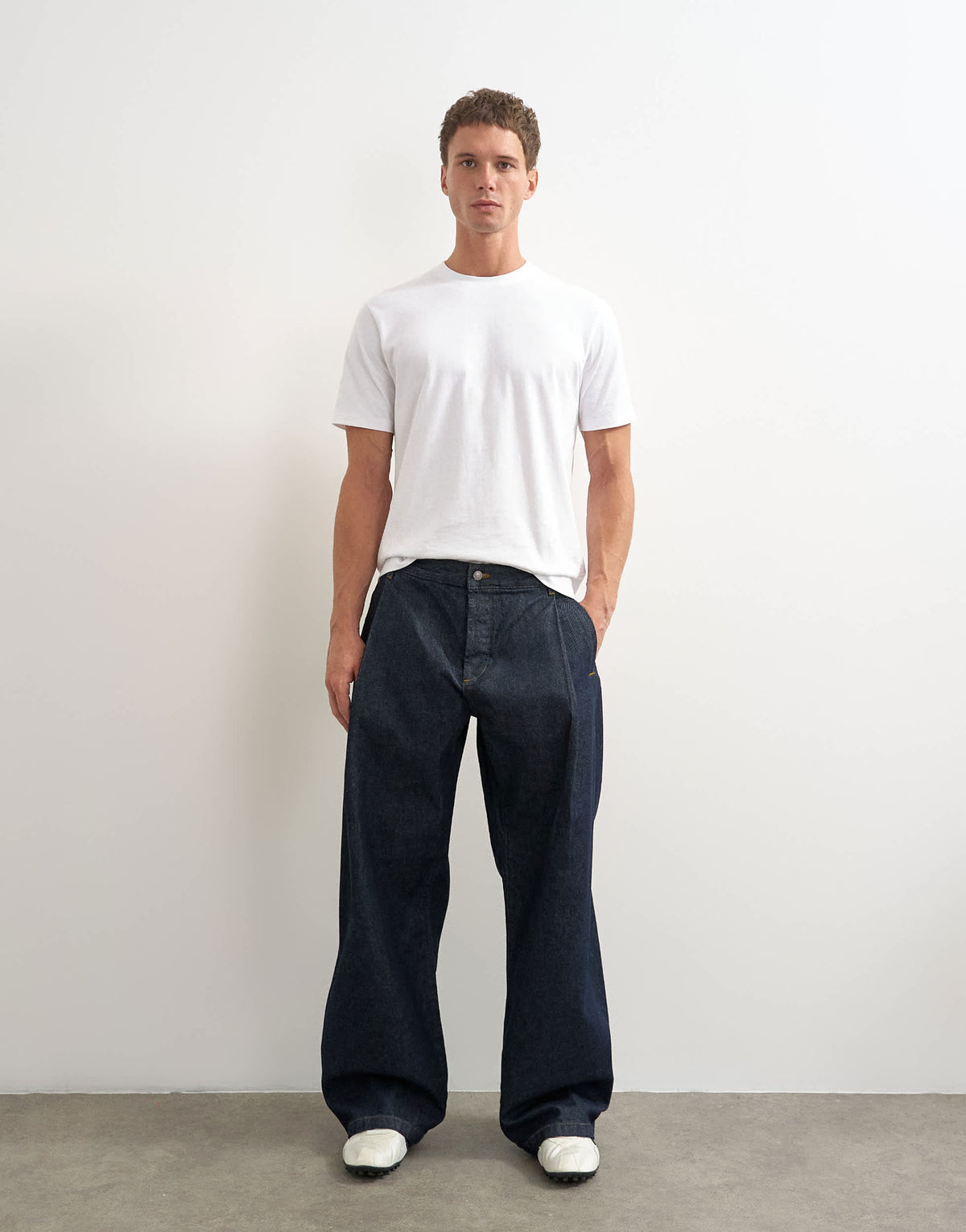 Topman rigid baggy fit jean with pleats in raw