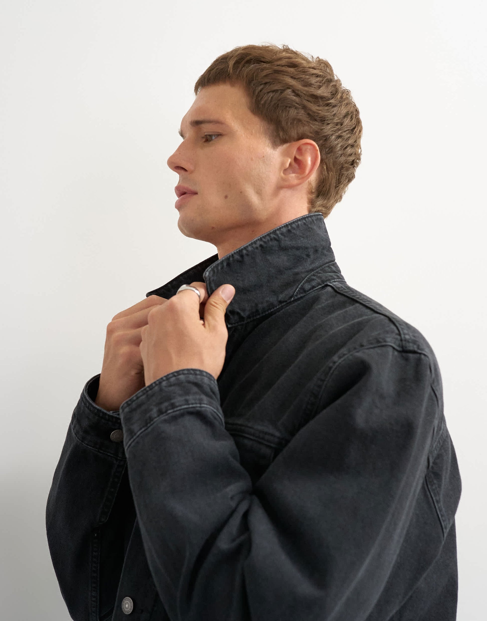 Topman classic western denim jacket in washed black
