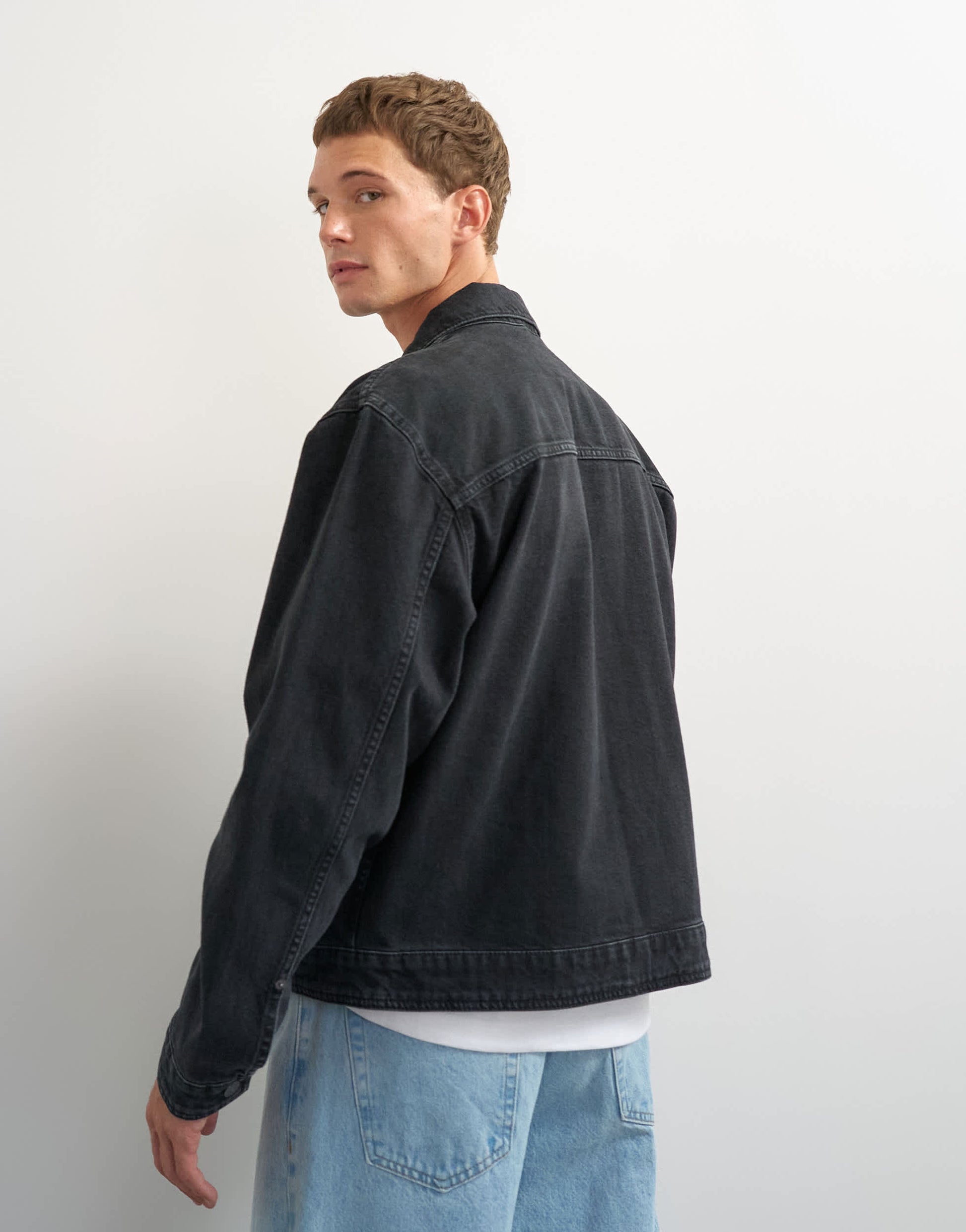 Topman classic western denim jacket in washed black