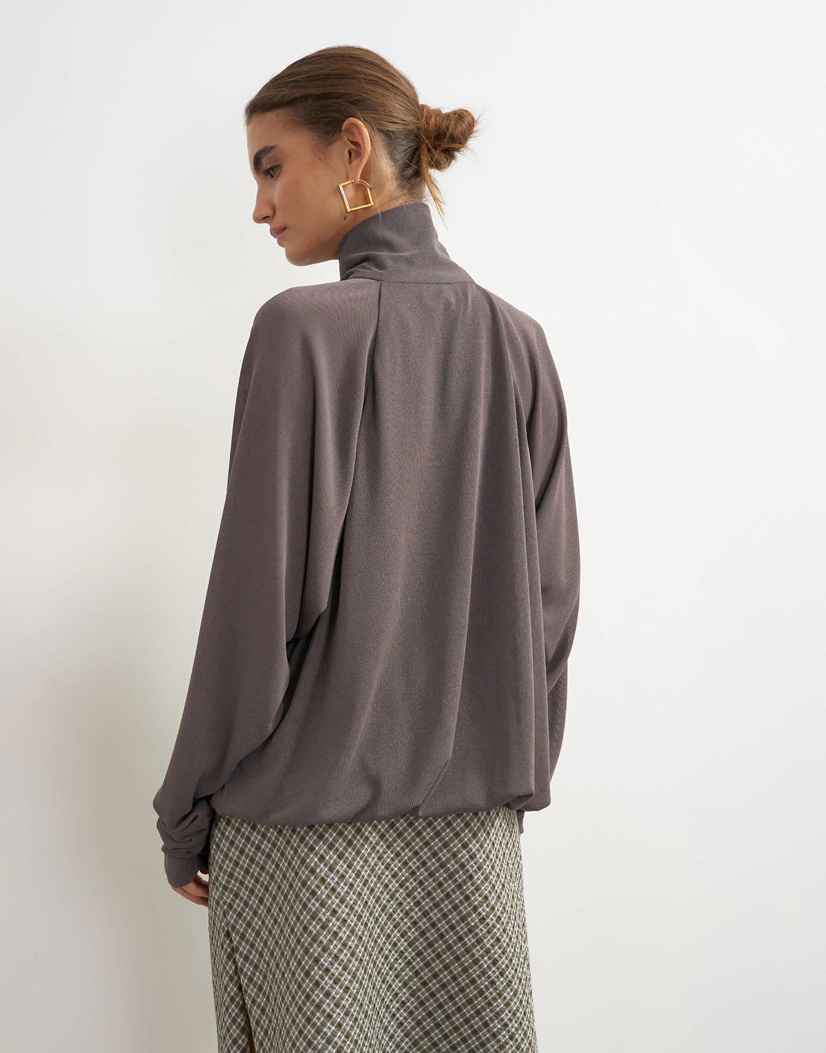 Topshop high neck pocket detail jersey jacket in charcoal 