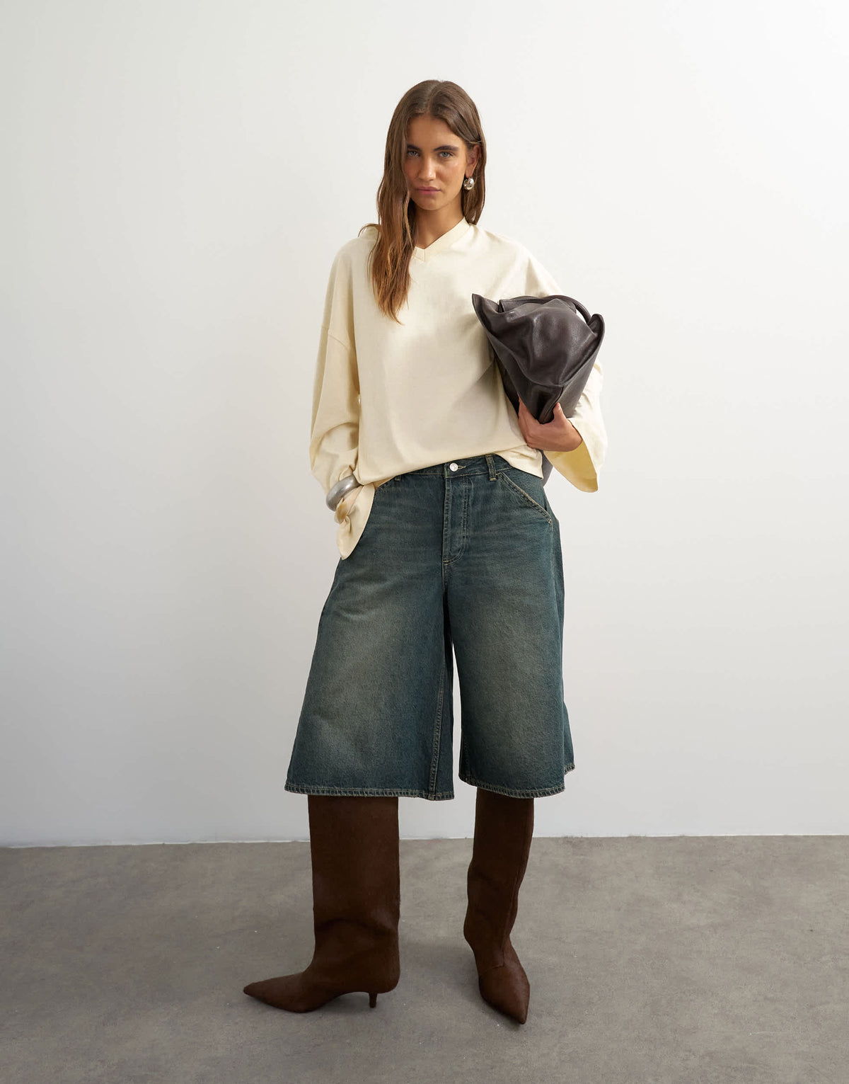 Topshop Baggy low rise urban culotte in dirty blue