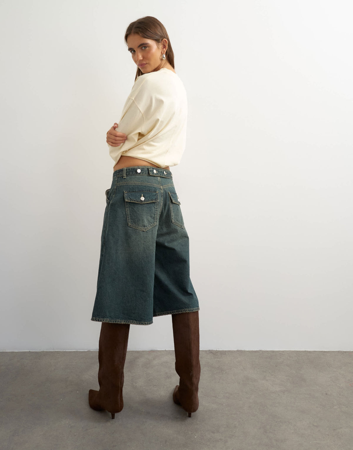 Topshop Baggy low rise urban culotte in dirty blue