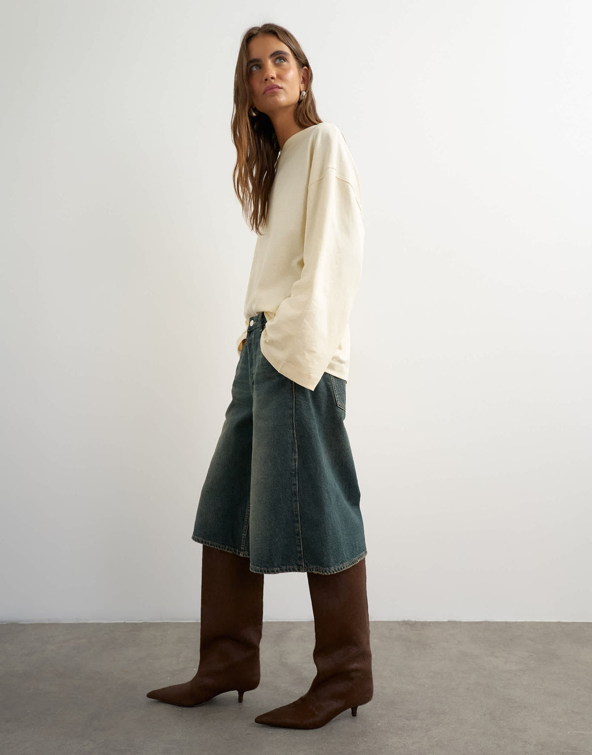 Topshop Baggy low rise urban culotte in dirty blue