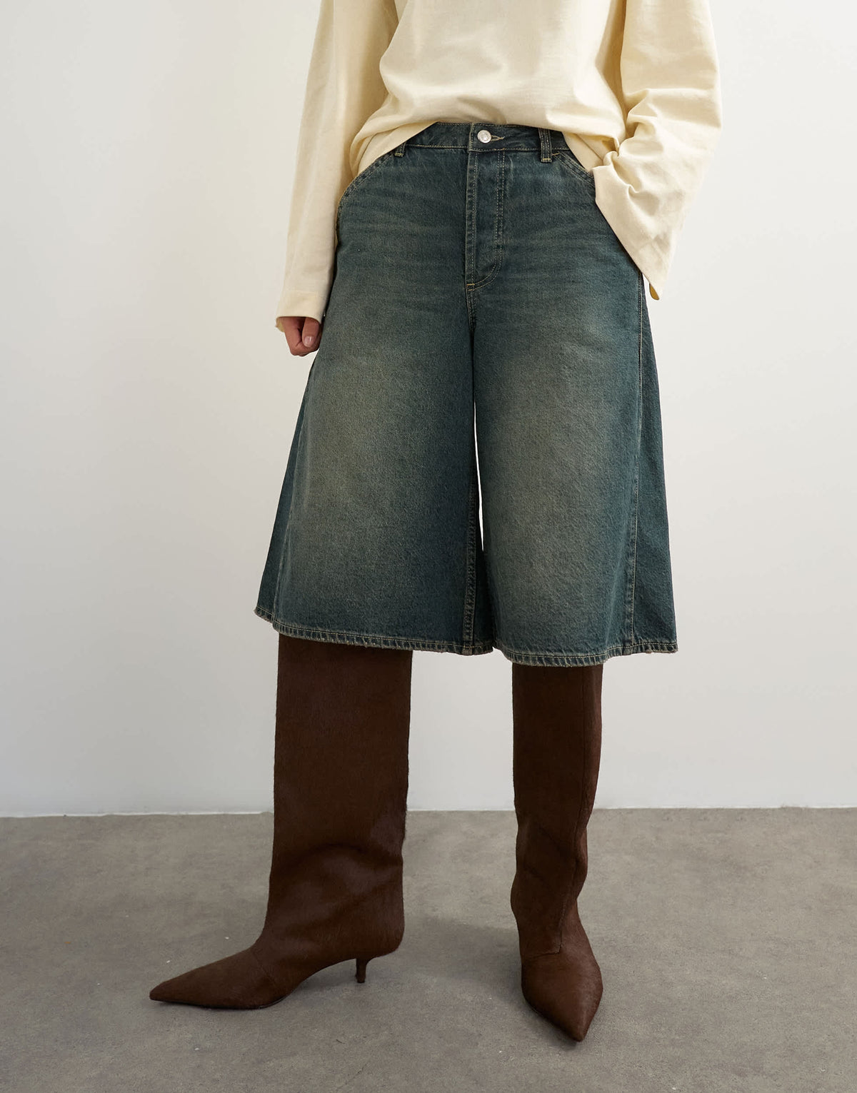 Topshop Baggy low rise urban culotte in dirty blue