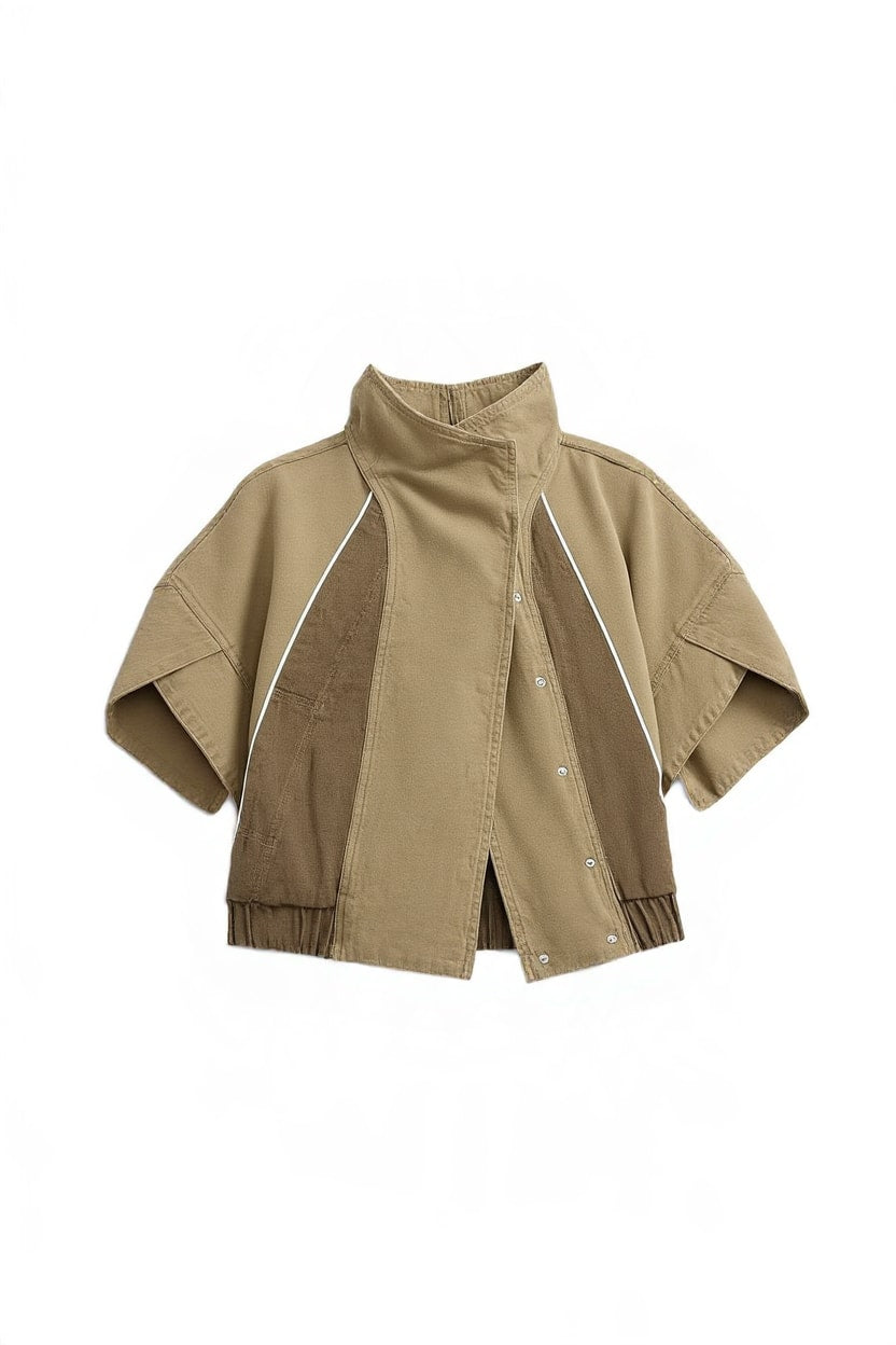 Topshop Funnel mock sleeve sports top in olive