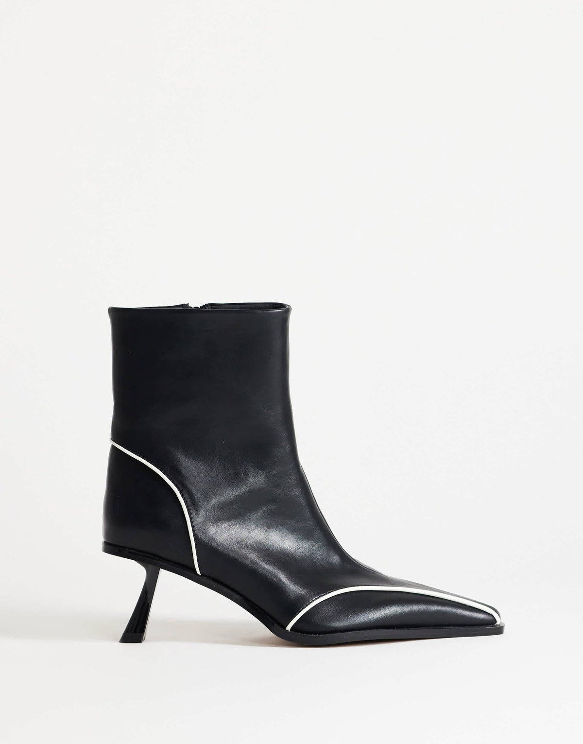 Topshop Keaton angular heeled ankle boot with piping in black