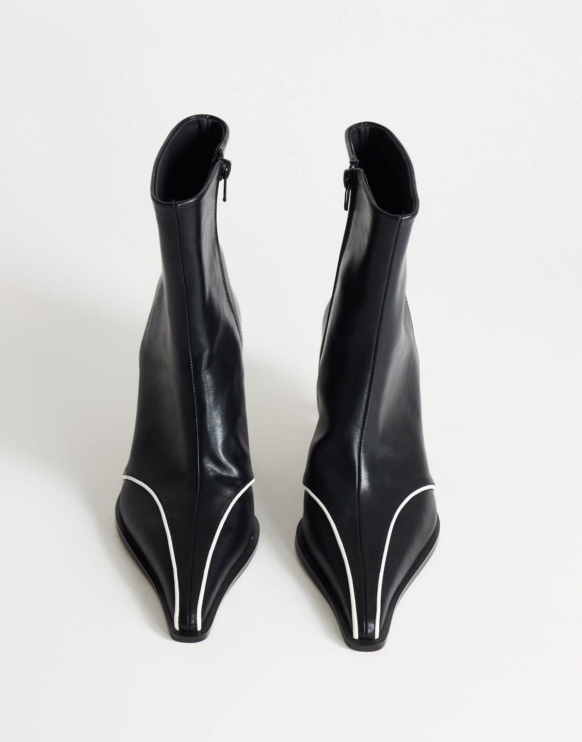 Topshop Keaton angular heeled ankle boot with piping in black
