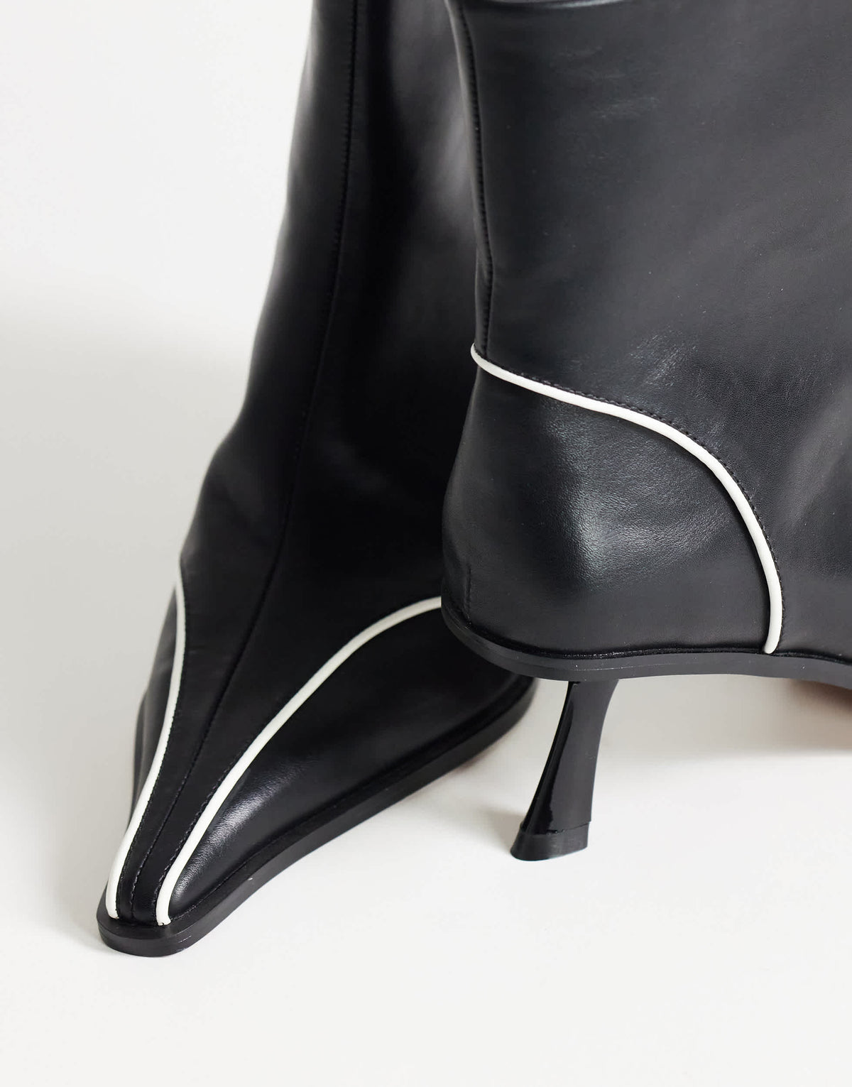 Topshop Keaton angular heeled ankle boot with piping in black