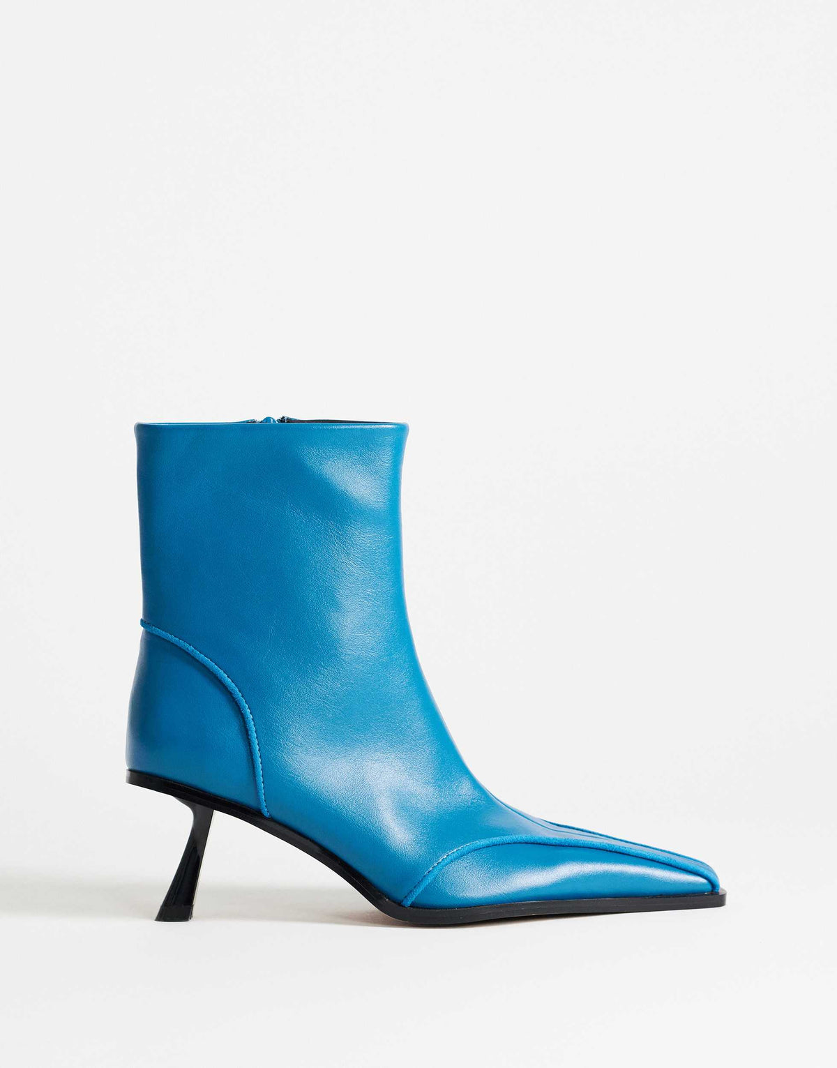 Topshop Keaton angular heeled ankle boot with piping in teal