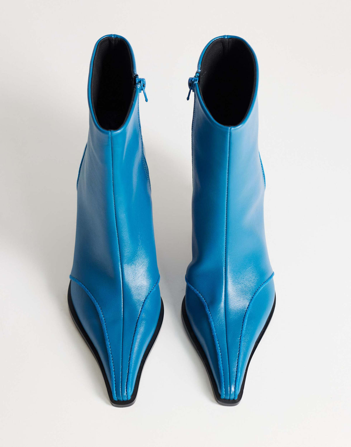 Topshop Keaton angular heeled ankle boot with piping in teal