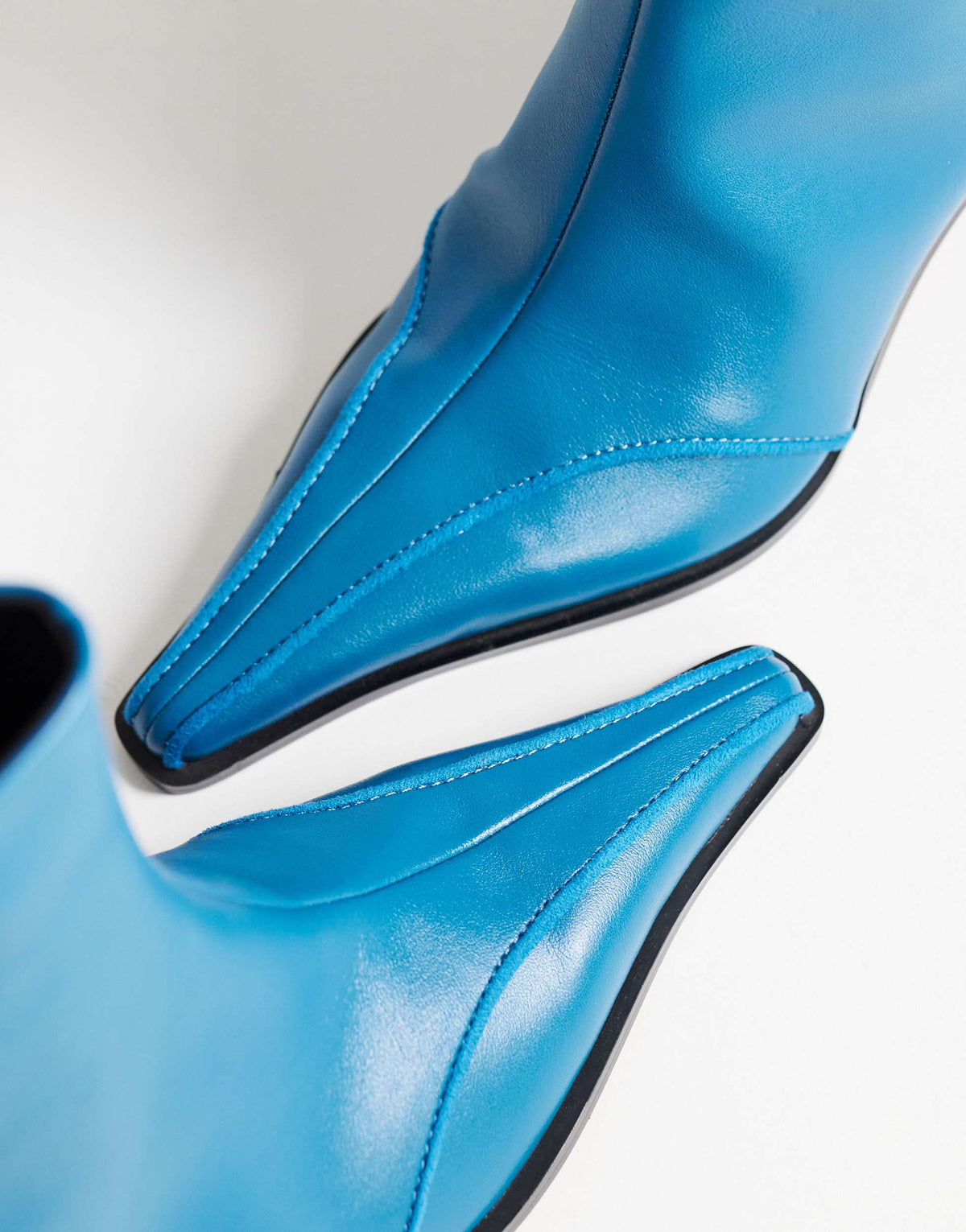 Topshop Keaton angular heeled ankle boot with piping in teal