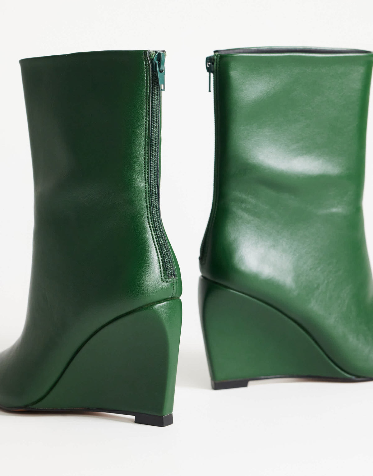 Topshop Kendrick sculpted wedge ankle boot in dark green