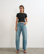 Topshop Barrel mid rise jean in green cast