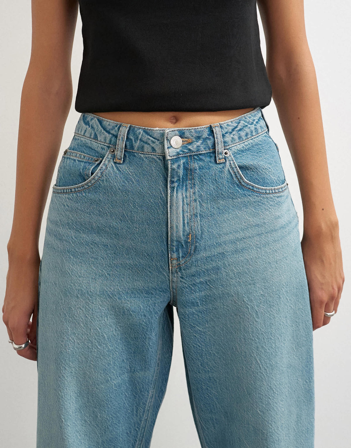Topshop Barrel mid rise jean in green cast