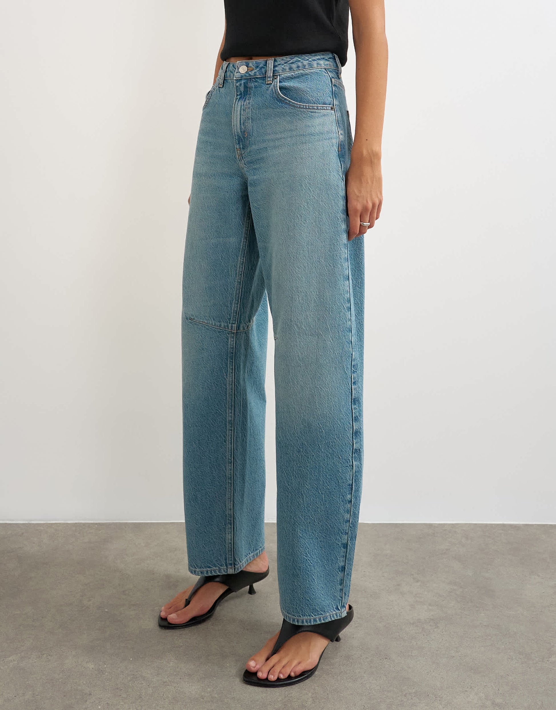 Topshop Barrel mid rise jean in green cast