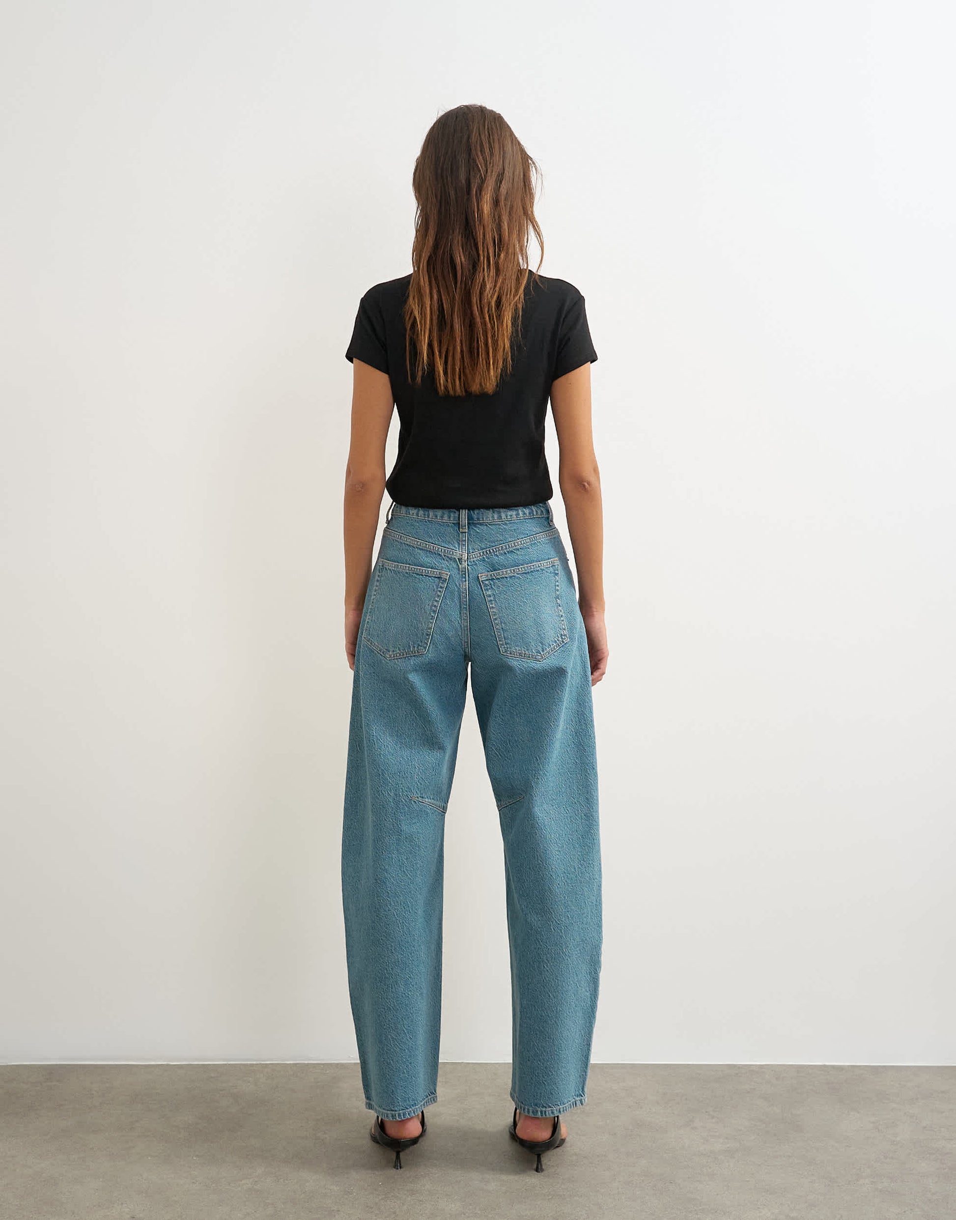 Topshop Barrel mid rise jean in green cast