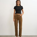 Topshop Orson comfort stretch straight leg ankle grazer jean in cumin