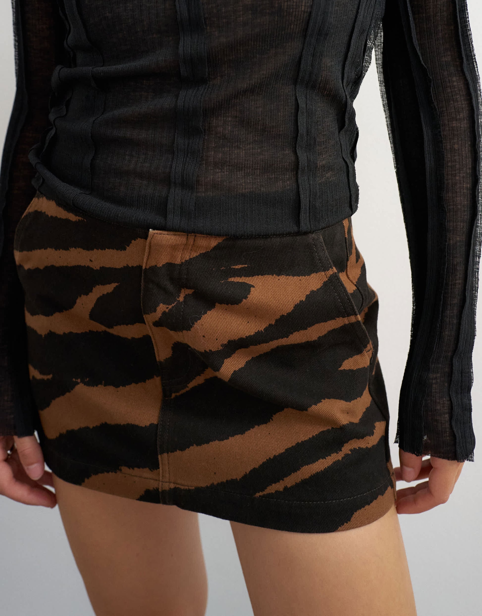 Topshop denim mini skirt in zebra