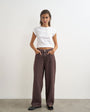 Topshop Cinch low rise relaxed jean in chocolate