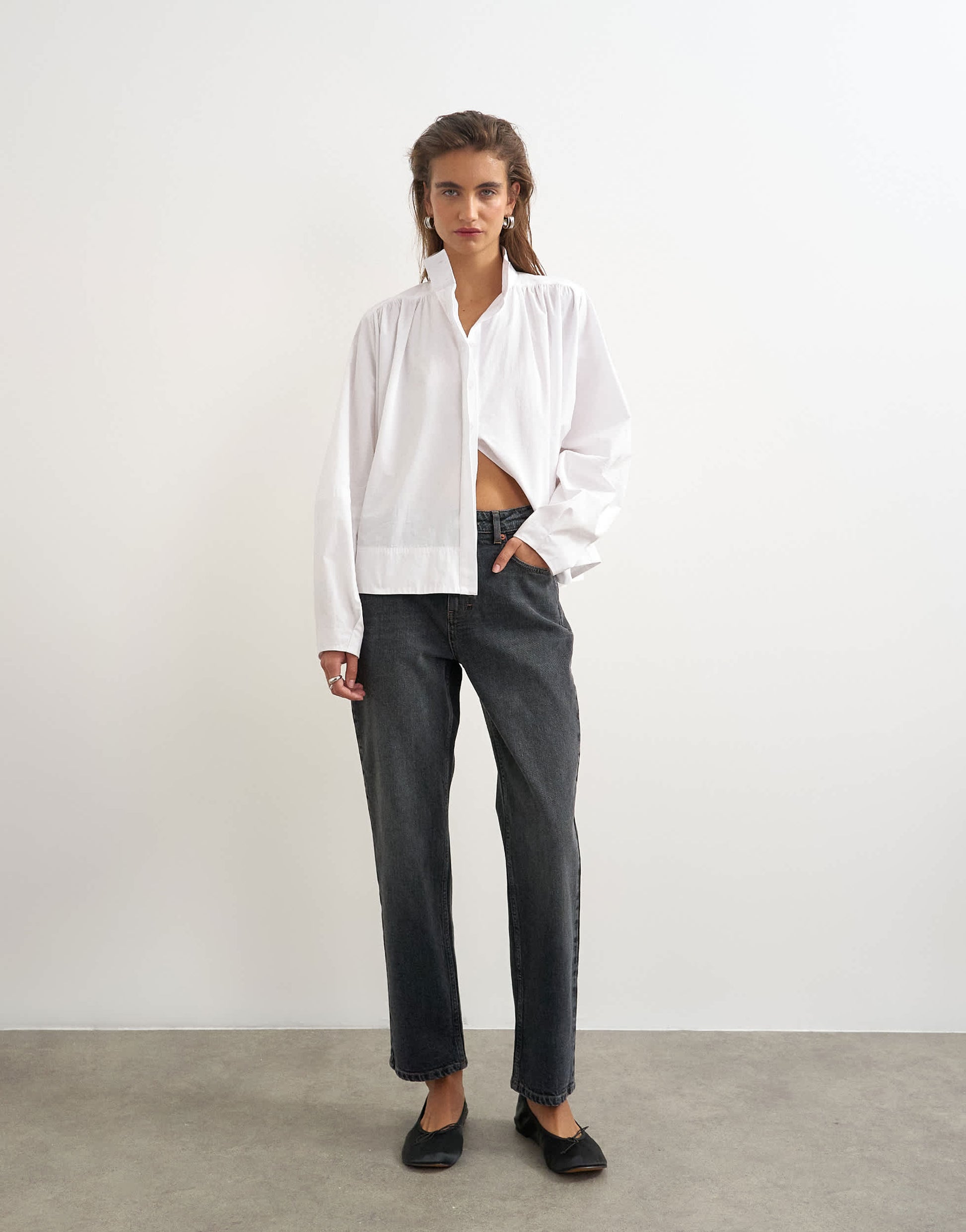 Topshop Orson comfort stretch straight leg ankle grazer jean in washed black