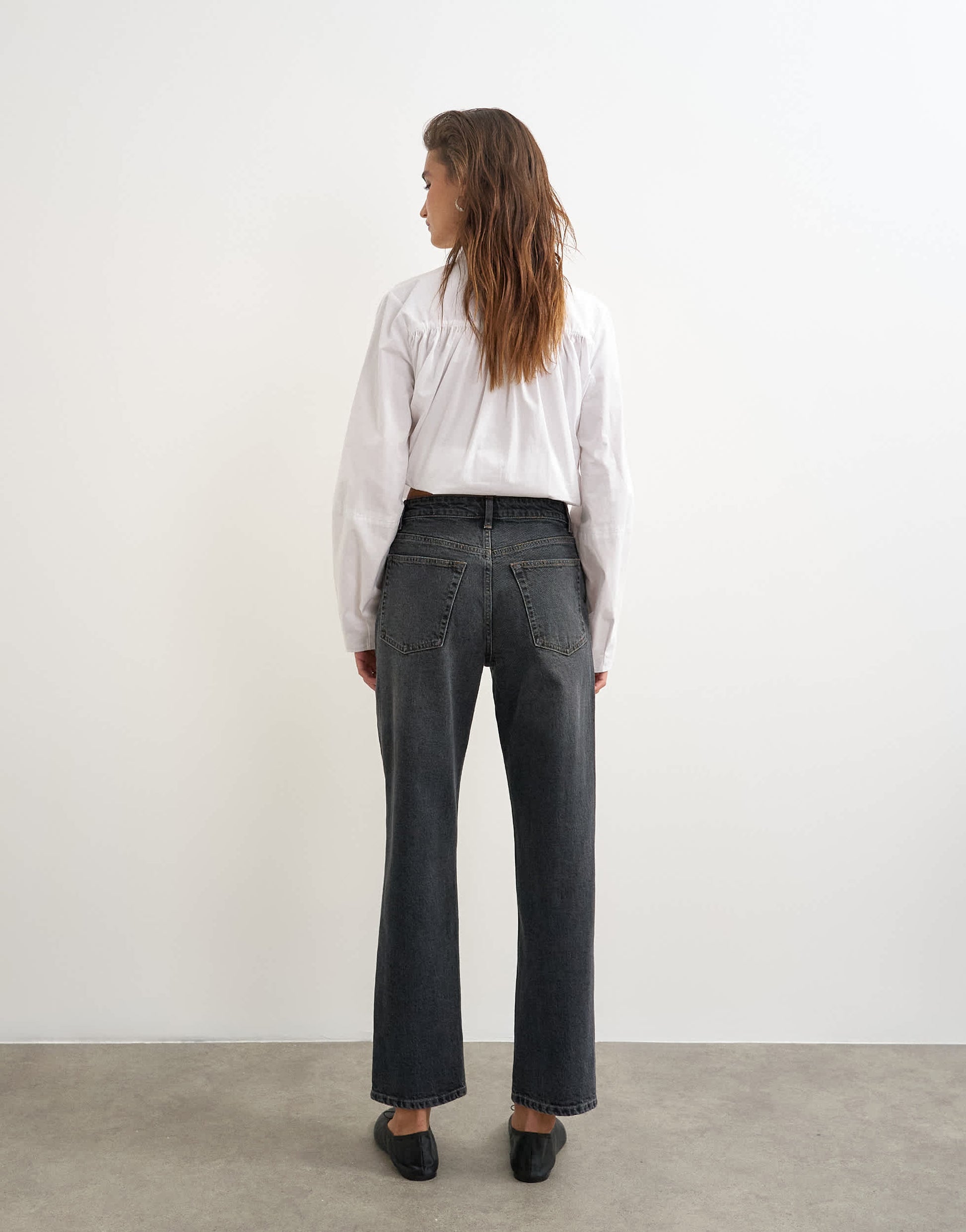 Topshop Orson comfort stretch straight leg ankle grazer jean in washed black