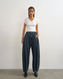 Topshop Cocoon mid rise barrel jean in blue black