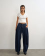 Topshop Cocoon mid rise barrel jean in dark rinse