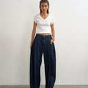 Topshop Cocoon mid rise barrel jean in dark rinse