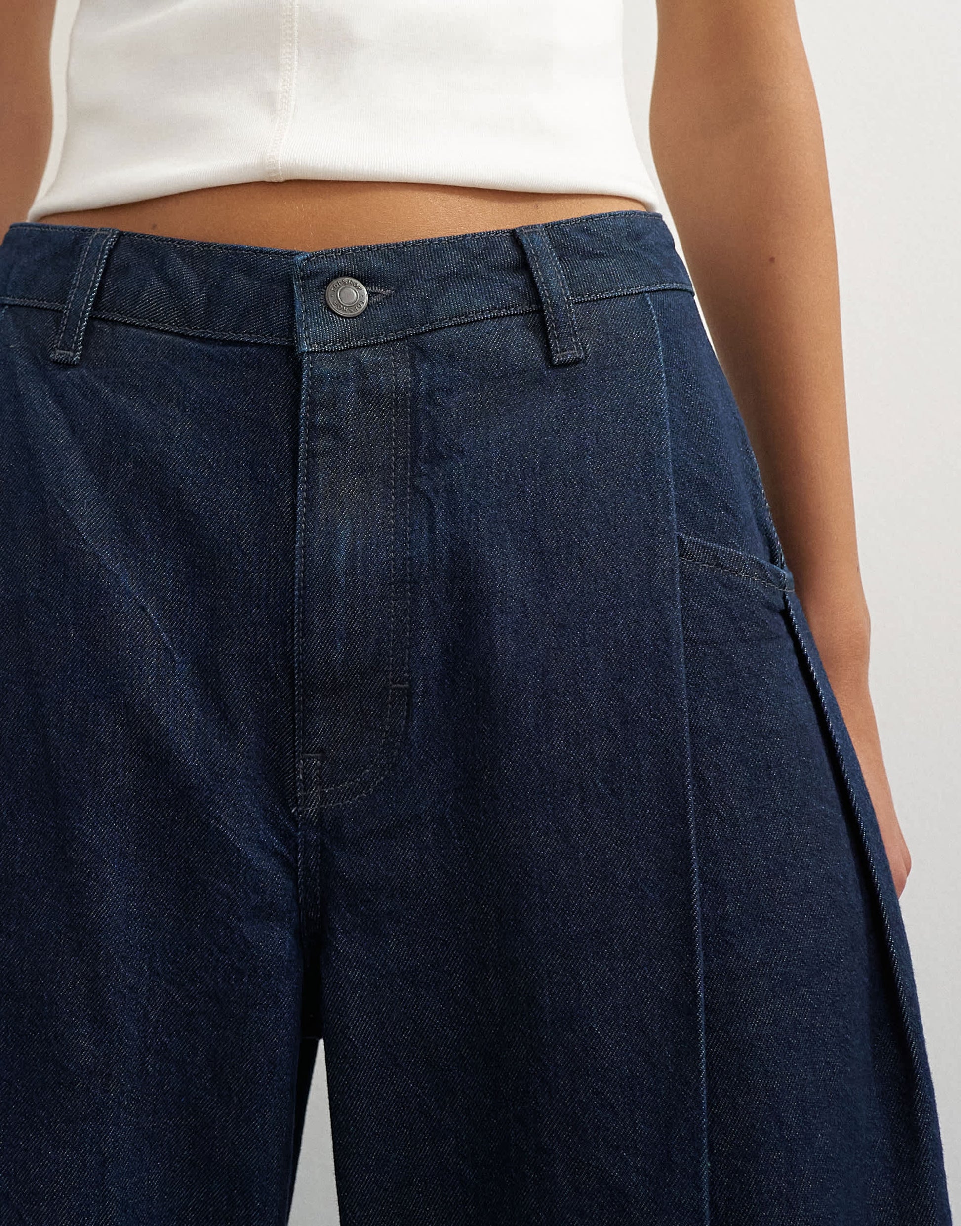Topshop Cocoon mid rise barrel jean in dark rinse