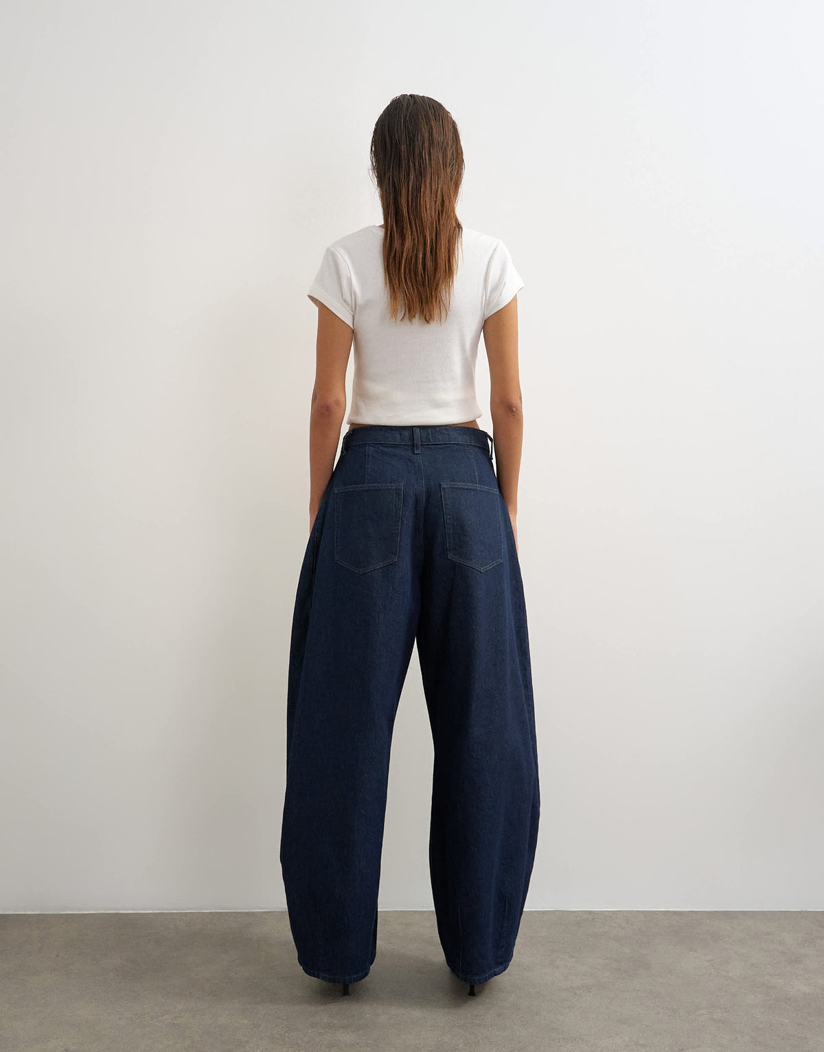 Topshop Cocoon mid rise barrel jean in dark rinse
