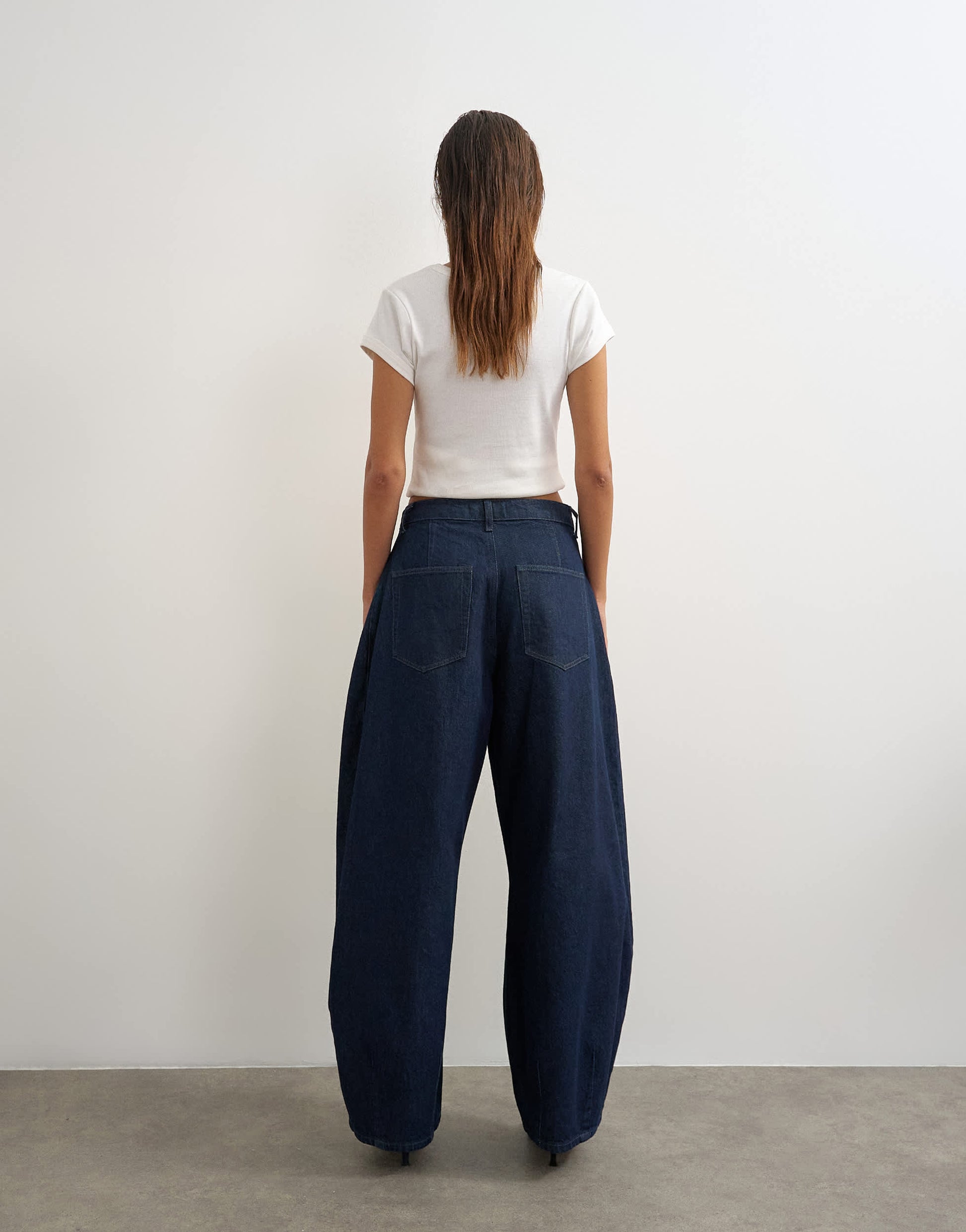 Topshop Cocoon mid rise barrel jean in dark rinse
