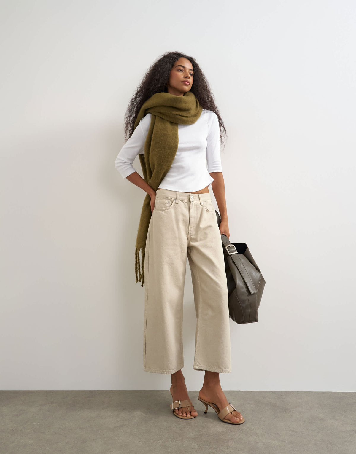 Topshop relaxed mid rise crop jean in oat